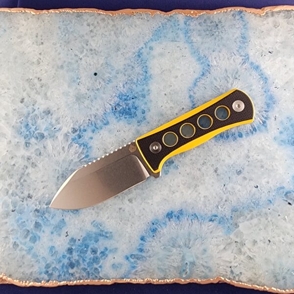 QSP Canary with Black and Yellow G10 handle and 14C28N Blade knives for sale