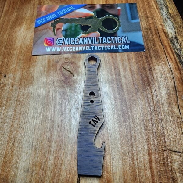 Titanium Mini Pry Bar with Beautiful Heat Treat Patina knives for sale