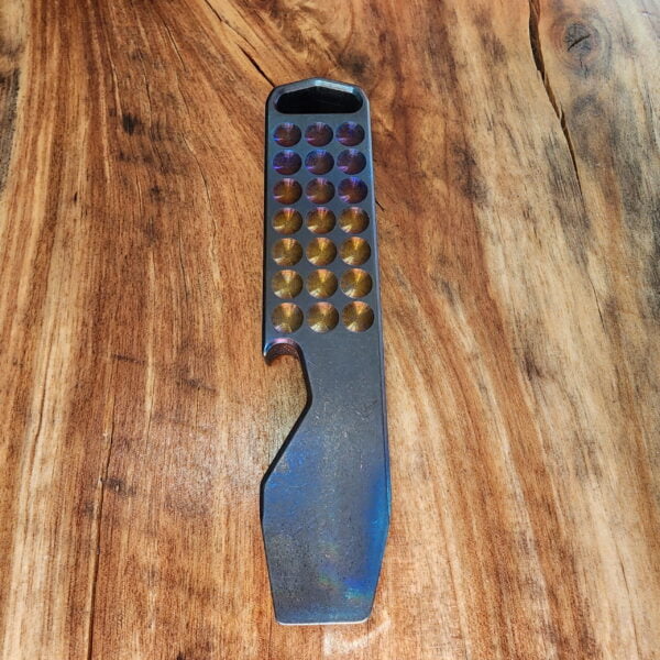 Titanium Mini Pry Bar with Beautiful Heat Treat Patina knives for sale
