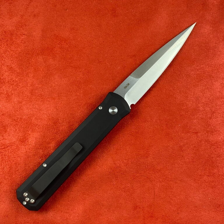 Protech Godfather, Black Handle Satin Blade 921-Satin