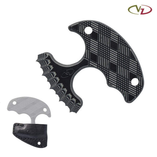 VZ Grips Punch Ripper - G-10 Dagger Black and Gray with leather Sheath