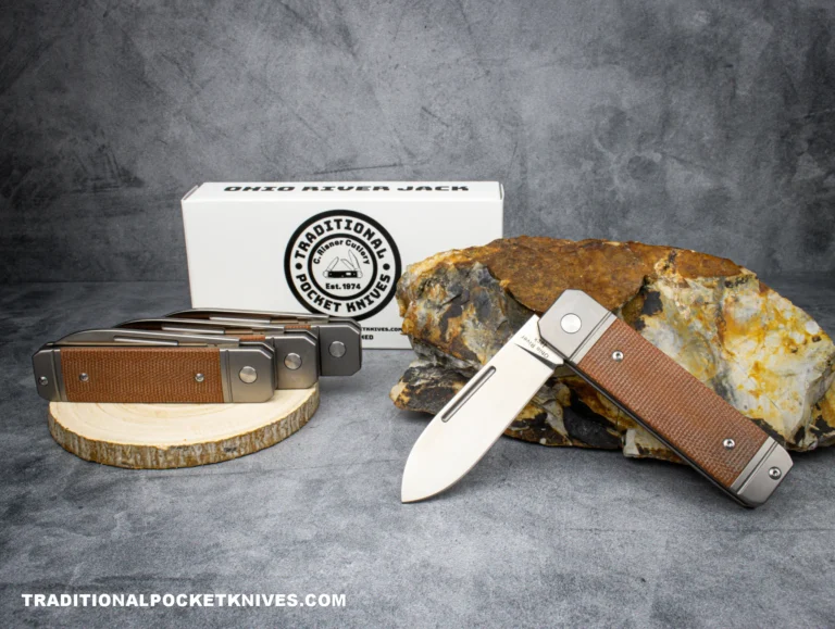 C Risner Ohio River Jack Single Spearpoint Natural Canvas Micarta