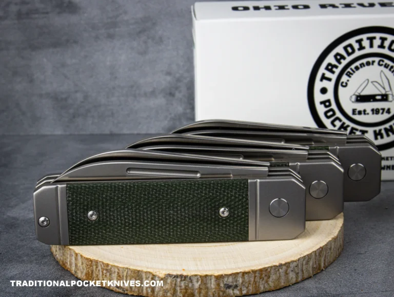 C Risner Ohio River Jack Double Blade Green Canvas Micarta