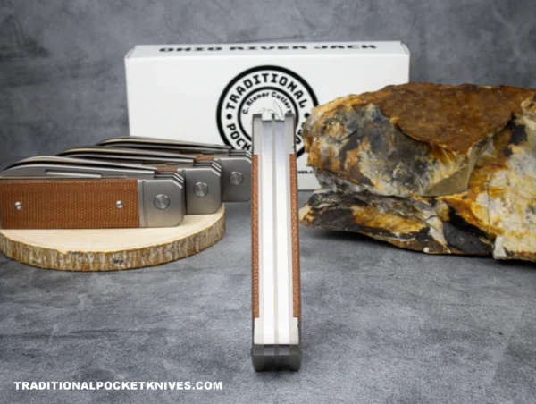 C Risner Ohio River Jack Double Blade Natural Canvas Micarta