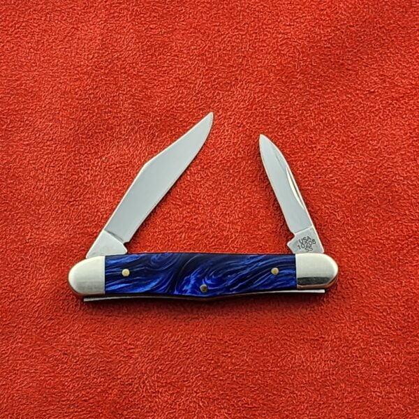 Case XX  Red Orange Maple Burl Wood Smooth Half Whittler 7208 in Damascus