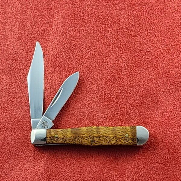 Case XX  Red Orange Maple Burl Wood Smooth Half Whittler 7208 in Damascus