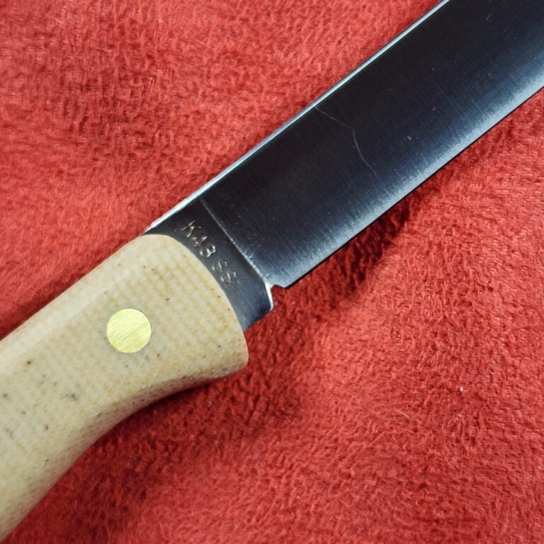 GEC #K43SS Carbon Steel Slicing Knife in Muslin Micarta knives for sale