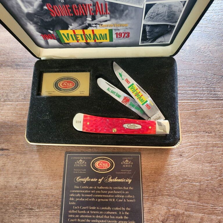 Case XX 6254 SS Trapper Red Bone Handle Made in the U.S.A Limited Series Vietnam Knife in Commemorative Box knives for sale