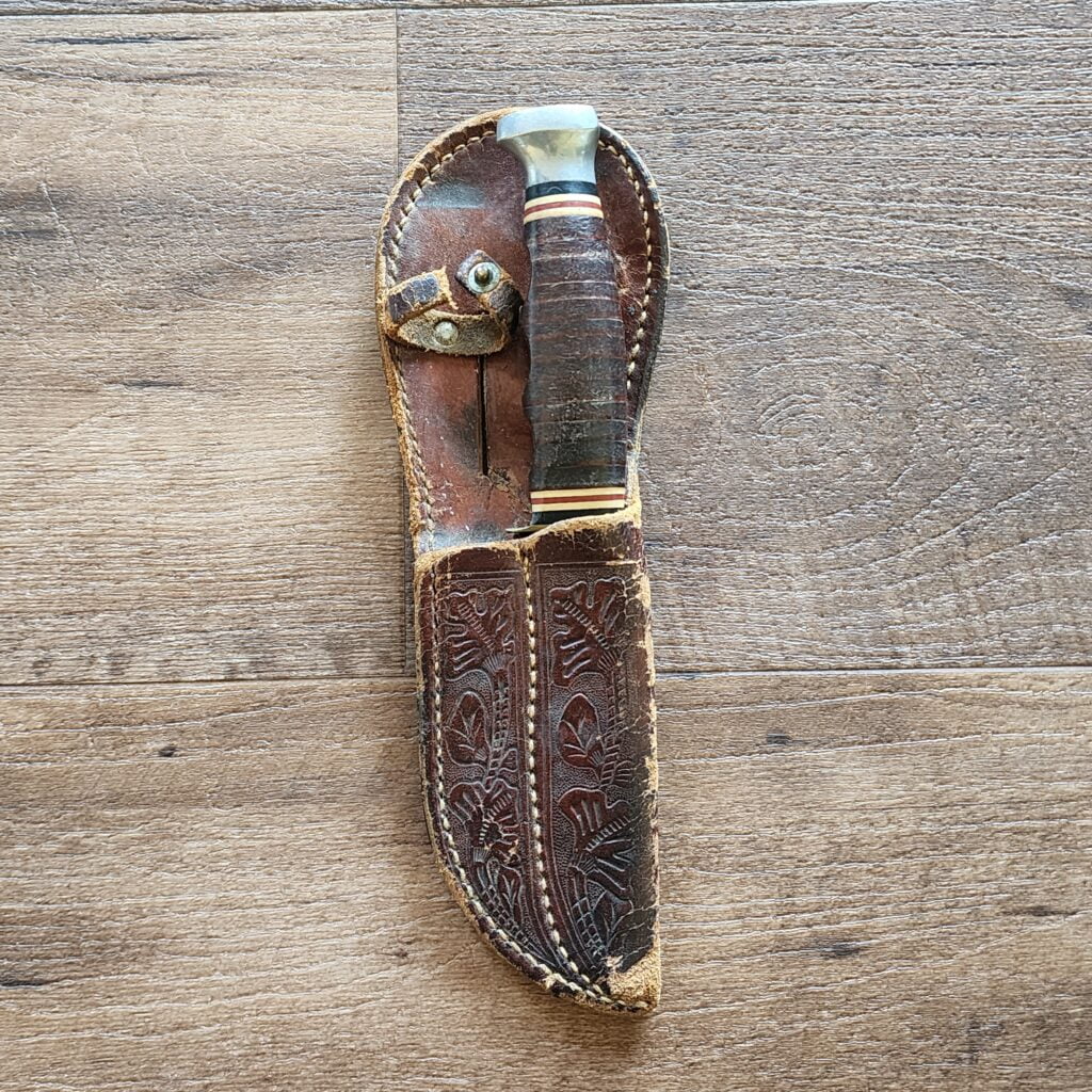 Ka-Bar Knives USA Vintage 232 in Stacked Leather For Sale | TSA Knives