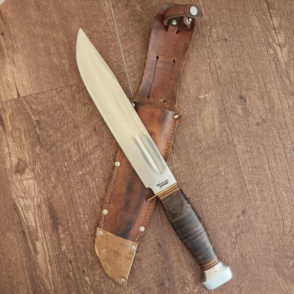 Rehwappen Solingen Germany Vintage Bowie Knife in Stacked Leather