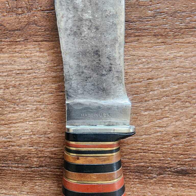Cattaraugus Vintage Hunting Knife in Stacked Leather knives for sale