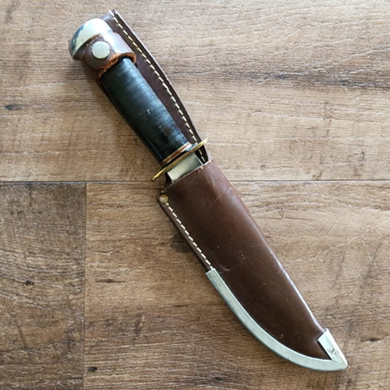 Marbles Ideal Vintage Sheath Knife with Stacked Leather Handle knives for sale