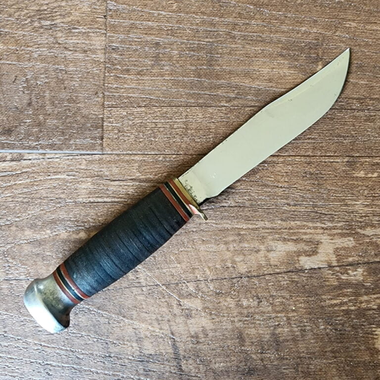 Marbles Vintage Sheath Knife with Stacked Leather Handle and Original Sheath knives for sale