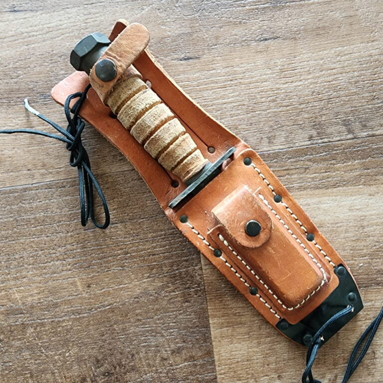 Ontario Knife Co. Pilot Sheath Knife in Stacked Leather 5/01 knives for sale