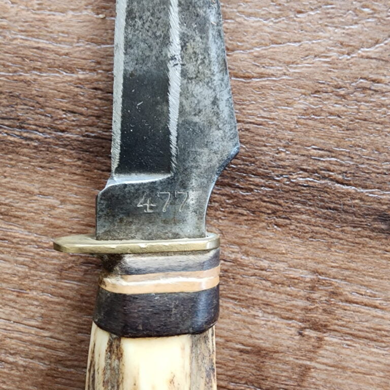 Vintage Edge Mark Solingen Germany Stag Handled "Original Buffalo Skinner" #477 hunting knife.