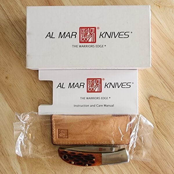Al Mar Knives Honey Jigged Bone Classic Collection Hawk AMK 7002 2.75" Traditional Satin Honey Bone knives for sale
