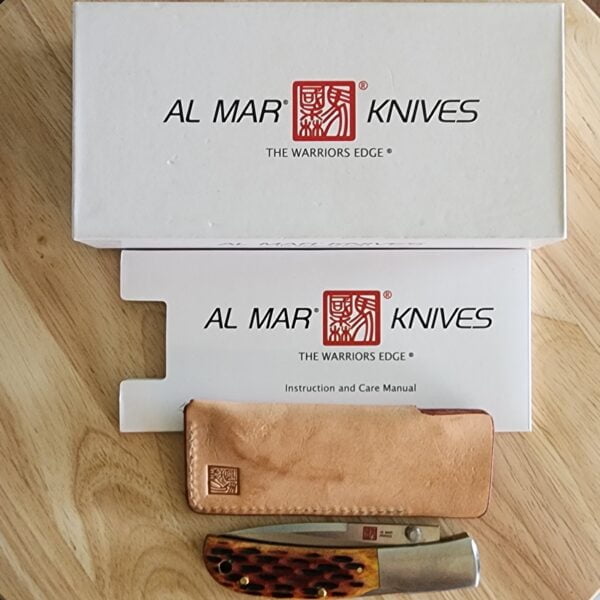 Al Mar Knives Honey Jigged Bone Classic Collection Hawk AMK 7004 3.15" Traditional Satin Honey Bone knives for sale