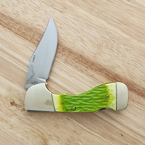 Steel Warrior by Frost Cutlery  Green Jigged Bone Lock Back knives for sale