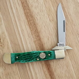 Buck Creek by Frost Cutlery Green Jigged Bone Swing Guard German Steel knives for sale