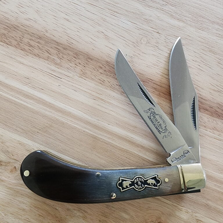 Frost Cutlery Bear and Bull Ox Horn Saddlehorn knives for sale