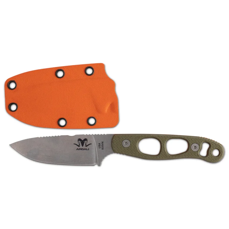 Argali Serac Sunset orange with Custom Sheath knives for sale
