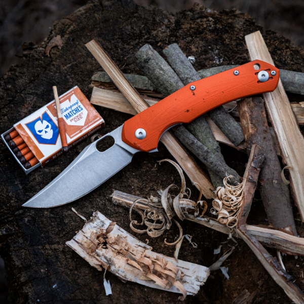 Giant Mouse Jutland Orange G10/ Elmax knives for sale