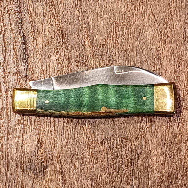 Trestle Pines Knives Gunfilnt Green Curly Maple knives for sale