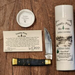 Trestle Pine Knives Gunflint ~ Curly Blue Maple Handle knives for sale