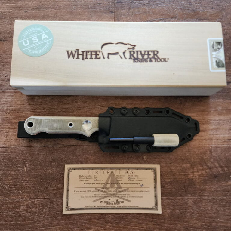 White River Fire Craft 5 with Kydex Sheath and Fire Starter (FC5) knives for sale