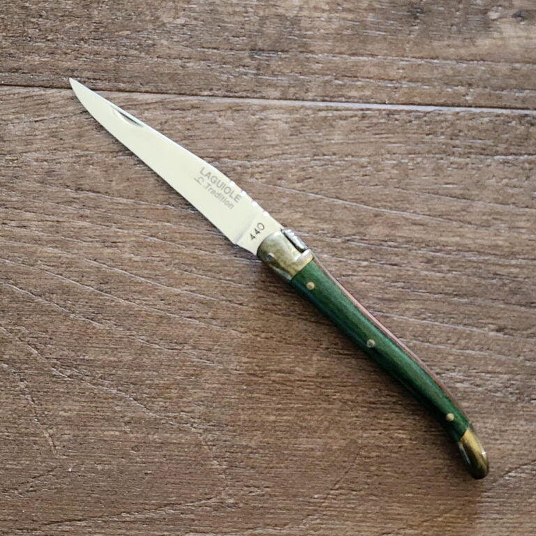 Laguiole Tradition France #440 Green and Red with Beautiful File Work knives for sale
