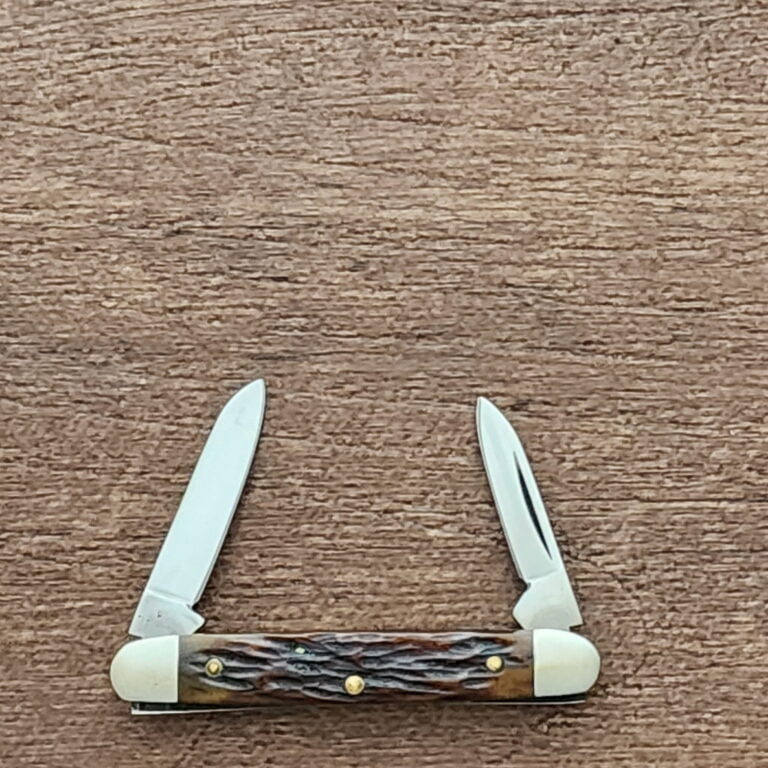 Queen #6130 2 Blade Tiny Pen Knife Brown Jigged Bone knives for sale