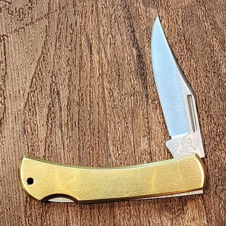 Rough Ryder Brushed Brass Lockback Folding Pocket Knife RR1978 USED knives for sale