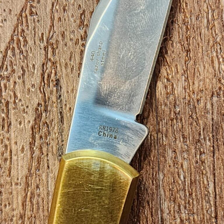 Rough Ryder Brushed Brass Lockback Folding Pocket Knife RR1978 USED knives for sale
