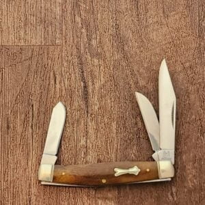 Rough Rider Amber Smooth Bone Stockman 440 Folding Pocket Knife RR8833 USED knives for sale