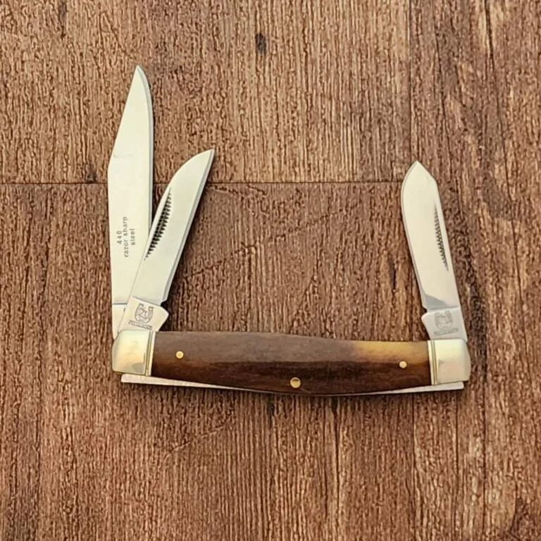 Rough Rider Amber Smooth Bone Stockman 440 Folding Pocket Knife RR8833 USED knives for sale