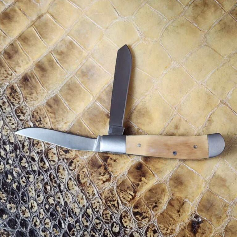 Bill Simons Custom 2 Blade Trapper w/ Custom File Work in Mammoth Tusk SN 209 knives for sale