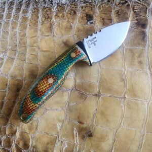 Pacheco Forge EDC Fixed Blade (multicolor micarta, 80crv2, kydex) knives for sale