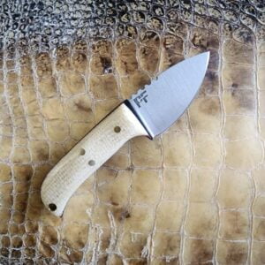 Pacheco Forge Pocket Companion (cream burlap micarta, red liners, 80crv2, kydex) knives for sale