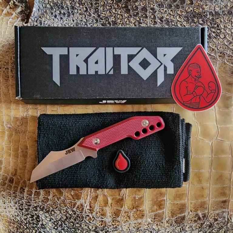 JRW Gear Traitor BST (Blood, Sweat & Tears edition - magnacut, red g10, kydex) knives for sale