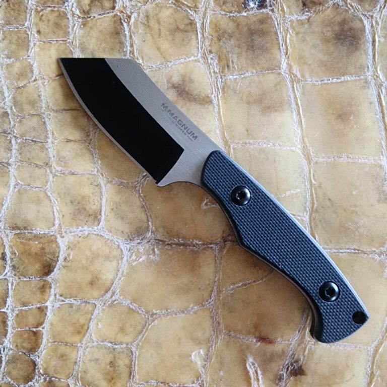 Boker Magnum Challenger (black g10, 440a with black-coated hollow grind, stainless flats, kydex, no box) knives for sale
