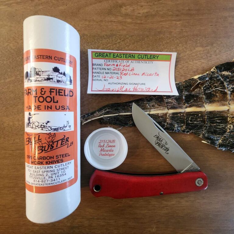 Great Eastern Cutlery #215124LB Red Linen Micarta PROTOTYPE knives for sale