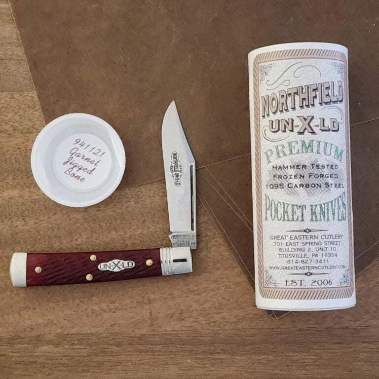 Great Eastern Cutlery #941121 Garnet Jigged Bone knives for sale