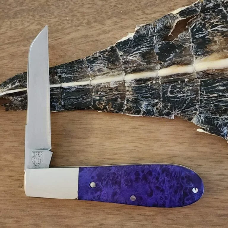 Daniels Family Knife Brands TSAK Exclusive Old Man Norman in Purple Box Elder knives for sale