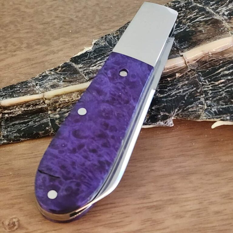 Daniels Family Knife Brands TSAK Exclusive Old Man Norman in Purple Box Elder knives for sale