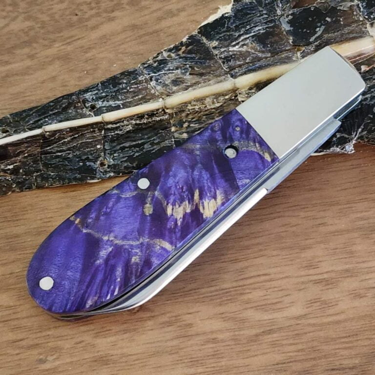 Daniels Family Knife Brands TSAK Exclusive Old Man Norman in Purple Box Elder knives for sale