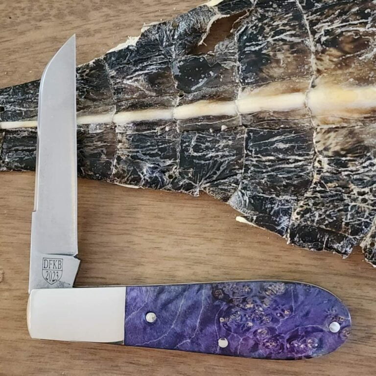 Daniels Family Knife Brands TSAK Exclusive Old Man Norman in Purple Box Elder knives for sale