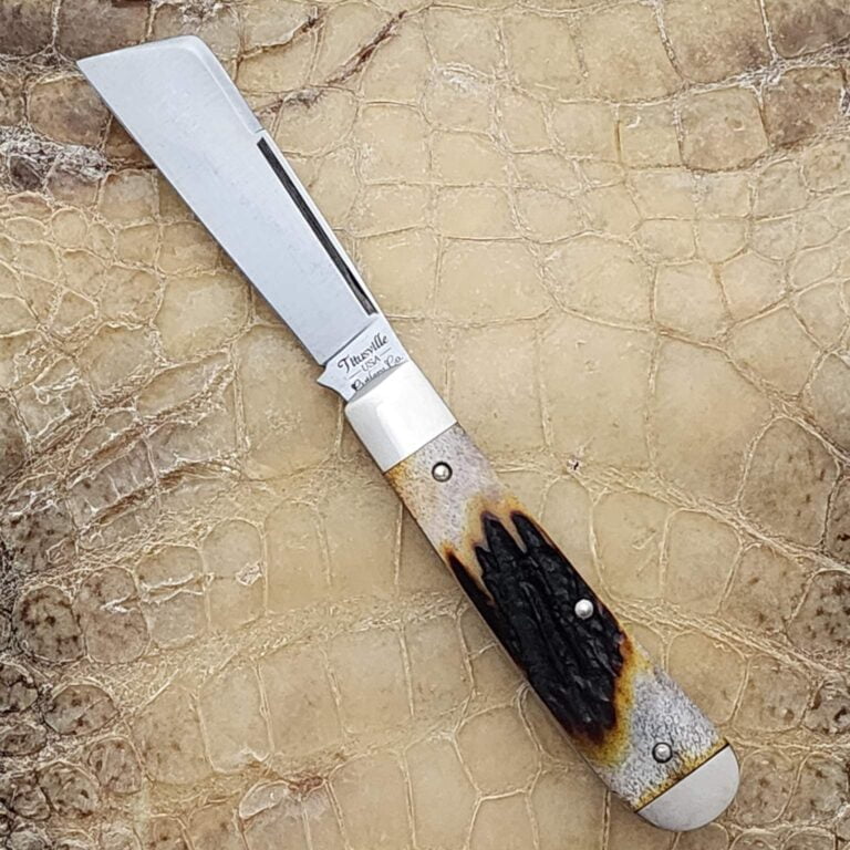 Titusville Big Easy Cotton Sampler Genuine India Amber Stag w/Long Pull 1095 High Carbon 1 of 60 knives for sale