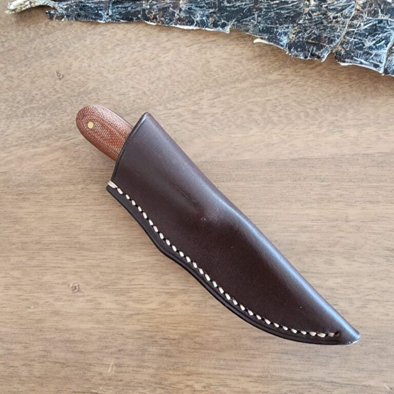 LT Wright 5.5 " OAL Fixed Blade Knife in Brown Micarta w/ Leather Sheath knives for sale