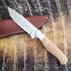 Darby Custom Knives Sheath Knife in Natural Curly Maple 1997 knives for sale