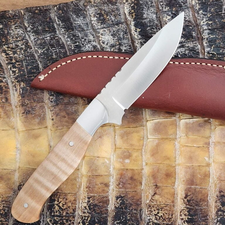 Darby Custom Knives Sheath Knife in Natural Curly Maple 1997 knives for sale